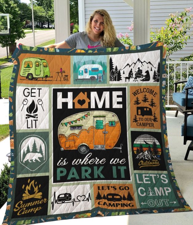 Camping Home Is Where We Park It Quilt Blanket Camping Home Is Where We Park It Quilt Blanket