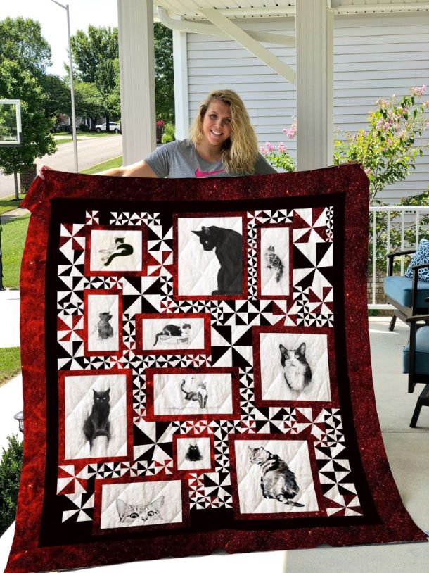 Cat Red Sparkle Cat Lo Quilt Blanket Cat Red Sparkle Cat Lo Quilt Blanket