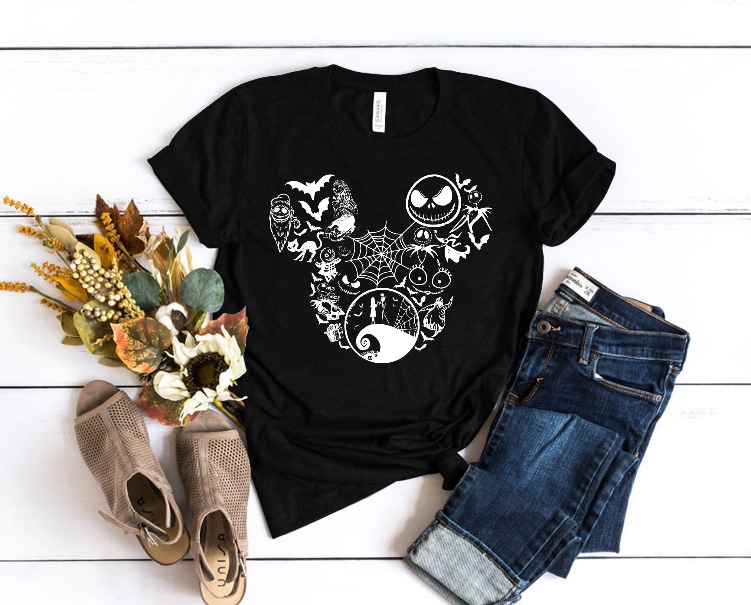 Characters Jack And Sally Disney Halloween Nightmare Before Christmas Unisex T-Shirt Characters Jack And Sally Disney Halloween Nightmare Before Christmas Unisex T-Shirt