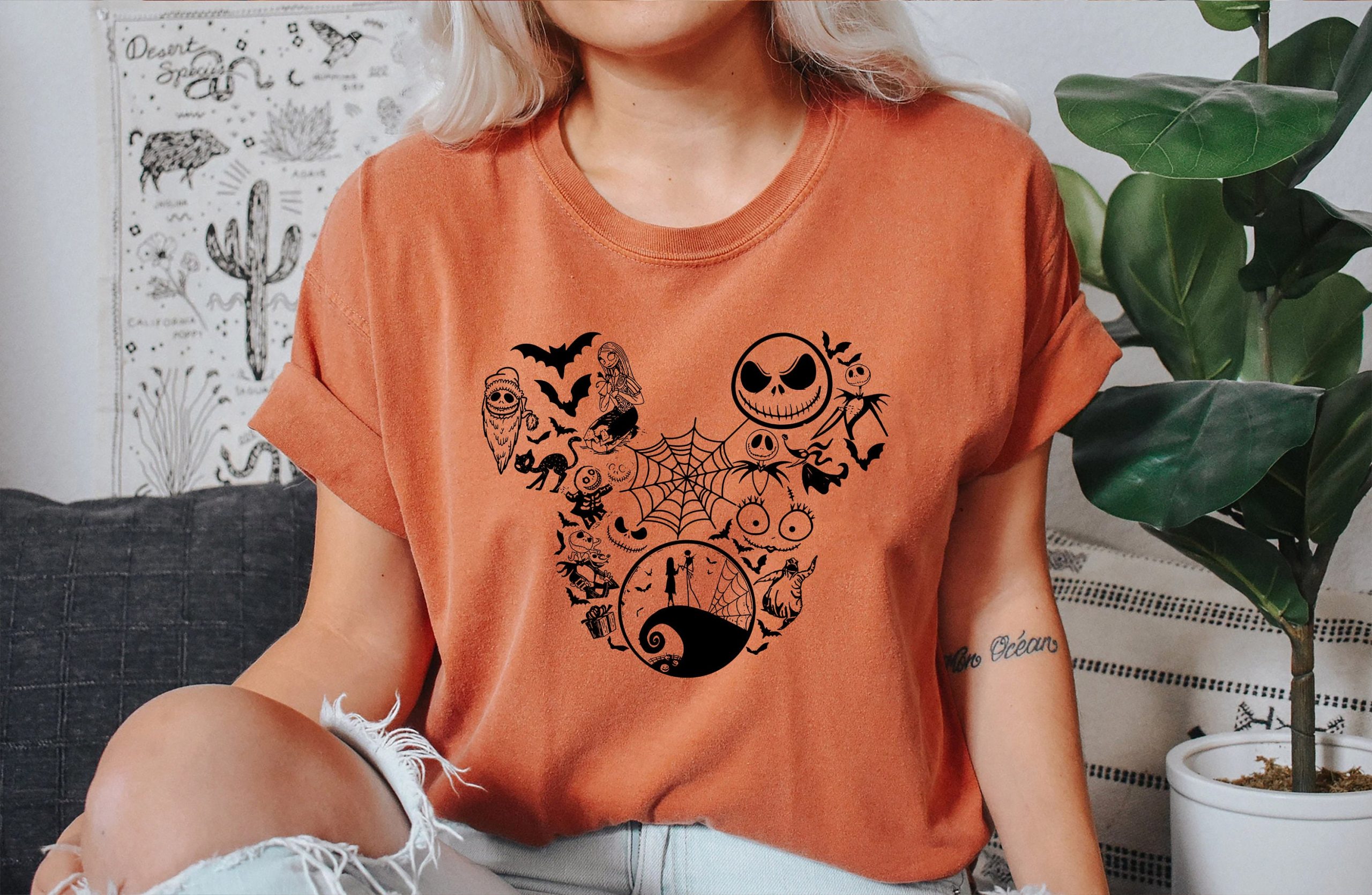 Characters Jack And Sally Disney Halloween Nightmare Before Christmas Unisex T-Shirt Characters Jack And Sally Disney Halloween Nightmare Before Christmas Unisex T-Shirt