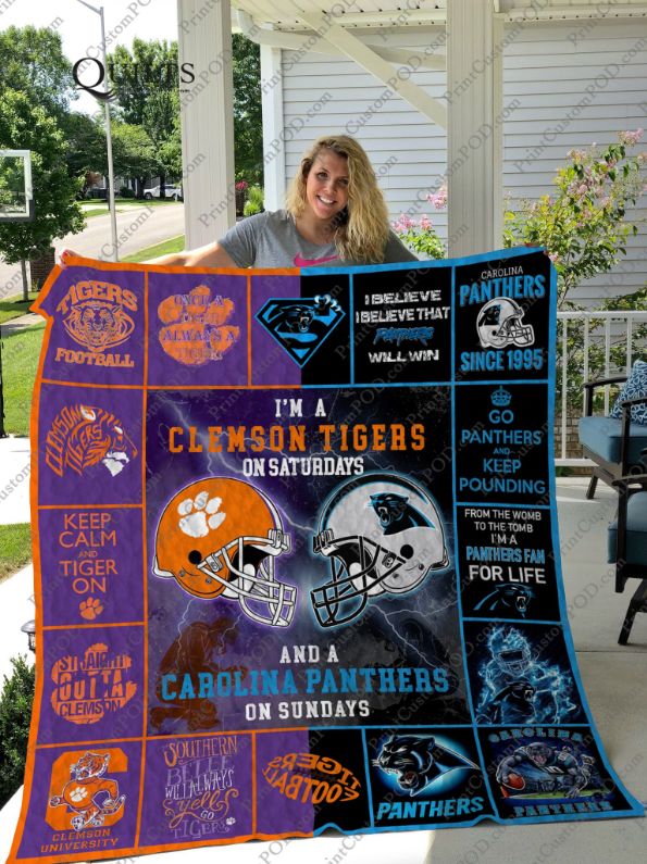 Clemson Tigers & Carolina Panthers Quilt Blanket Clemson Tigers & Carolina Panthers Quilt Blanket