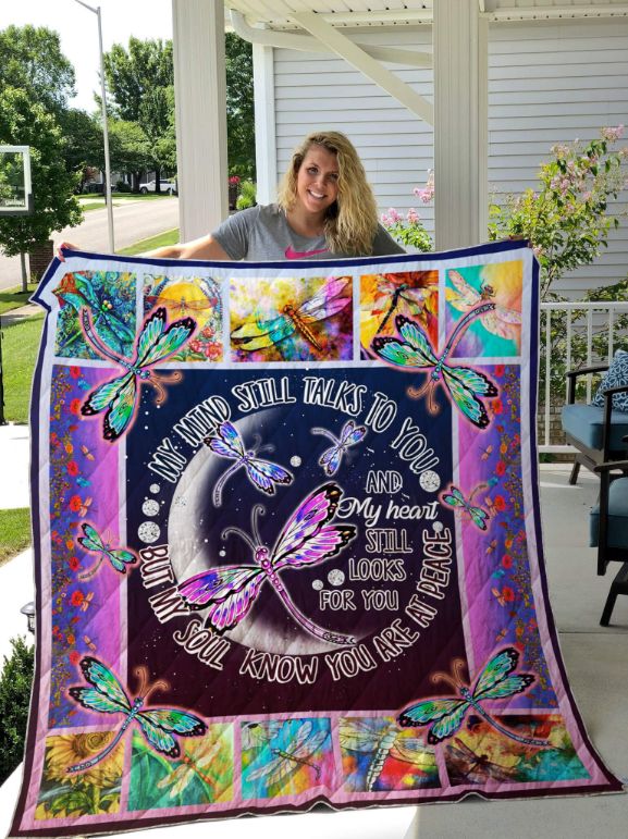 Colorful Dragonfly My Heart Still Looks For You Quilt Blanket Colorful Dragonfly My Heart Still Looks For You Quilt Blanket