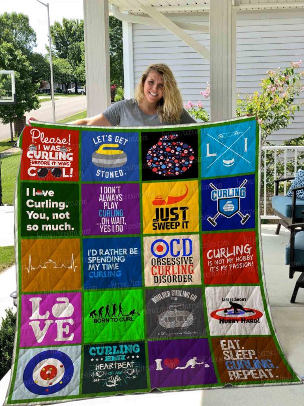 Curling Theme Just Sweep It Quilt Blanket Curling Theme Just Sweep It Quilt Blanket