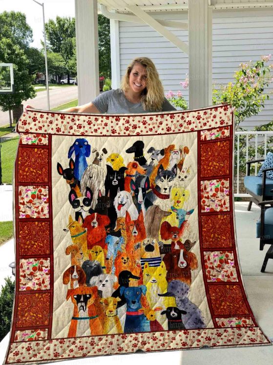 Cute Colorful Dog Dog Lo Quilt Blanket Cute Colorful Dog Dog Lo Quilt Blanket