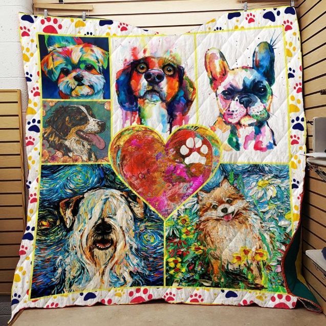 Cute Face Dog Oil Painting Quilt Blanket Cute Face Dog Oil Painting Quilt Blanket