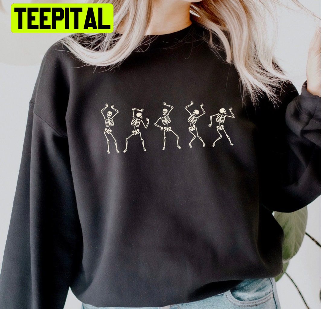 Dancing Skeleton Happy Halloween Unisex Sweatshirt Dancing Skeleton Happy Halloween Unisex Sweatshirt