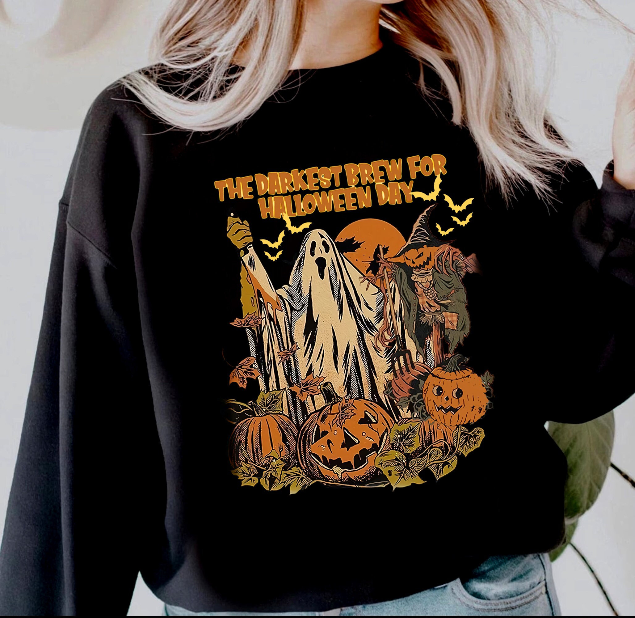 Darkest Brew For Day Pumpkin Boo Ghost Under The Moon Disney Halloween New Art T-Shirt Darkest Brew For Day Pumpkin Boo Ghost Under The Moon Disney Halloween New Art T-Shirt