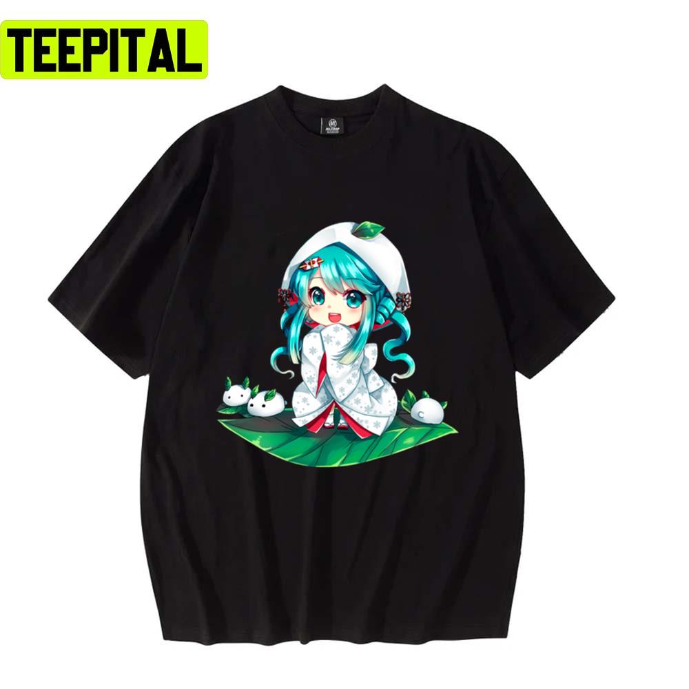 Design For Christmas Cute Chibi Hatsune Miku Unisex T-Shirt Design For Christmas Cute Chibi Hatsune Miku Unisex T-Shirt