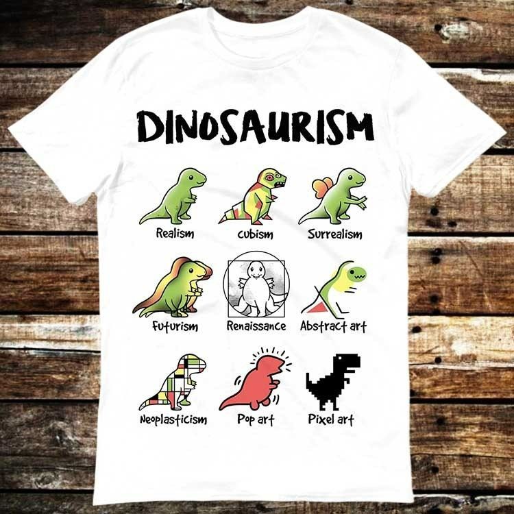 Dinosaurs Cartoon Art Dinosaurism Realism Surrealism Futurism Pop Pixel T-Shirt Dinosaurs Cartoon Art Dinosaurism Realism Surrealism Futurism Pop Pixel T-Shirt