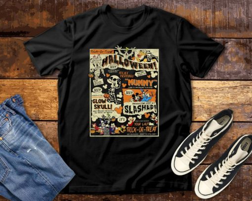 Disney Halloweeen Vintage Poster Mummy Mickey T-Shirt