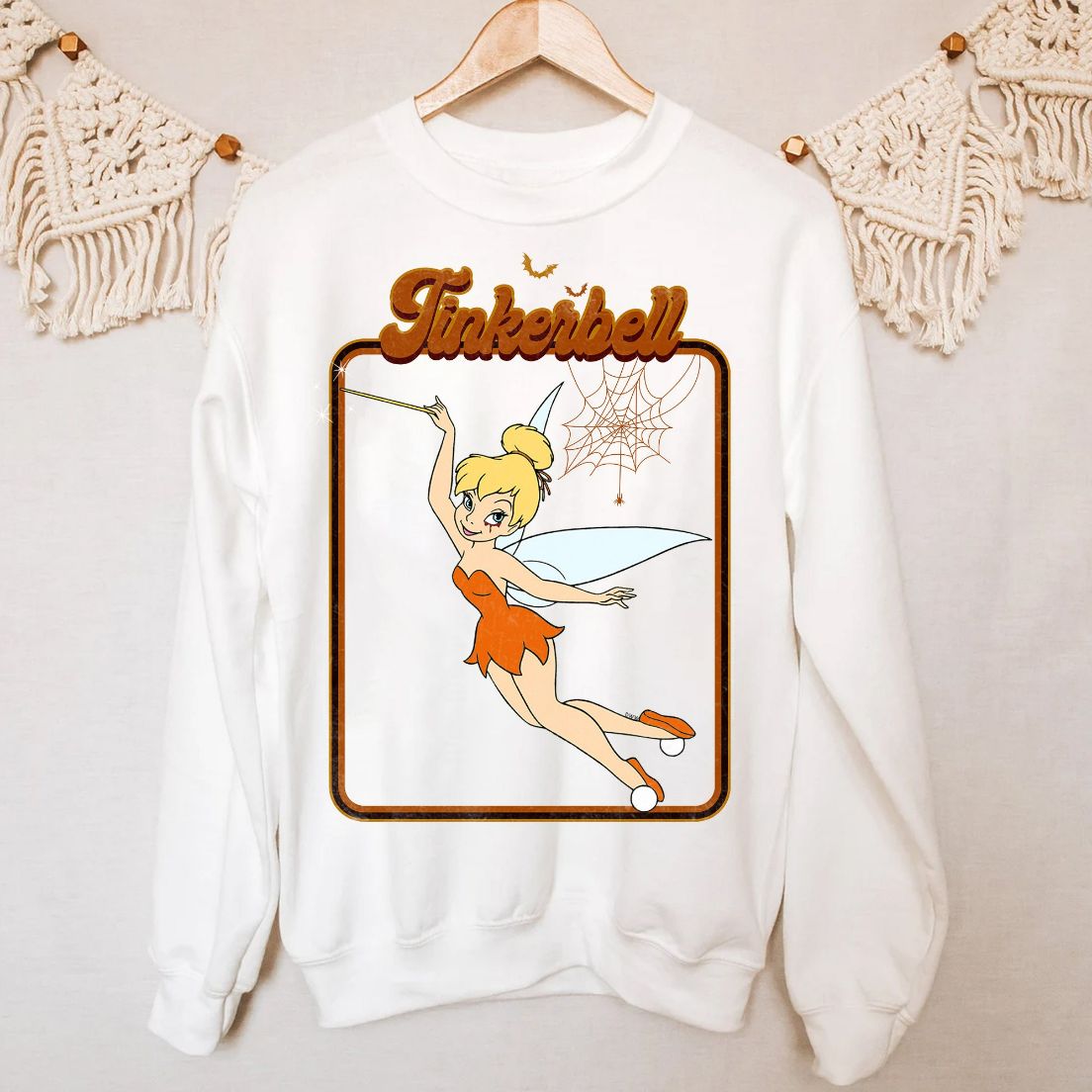 Disney Y2K Style Peter Pan Tinkerbell Halloween Vintage Retro Trick O Treat Sweatshirt Disney Y2K Style Peter Pan Tinkerbell Halloween Vintage Retro Trick O Treat Sweatshirt
