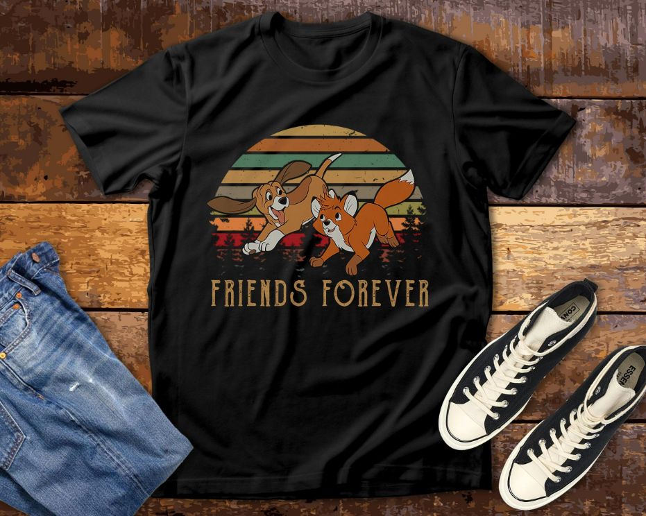 Friends Forever The Fox And The Hound Friends Vintage Retro Disney T-Shirt Friends Forever The Fox And The Hound Friends Vintage Retro Disney T-Shirt