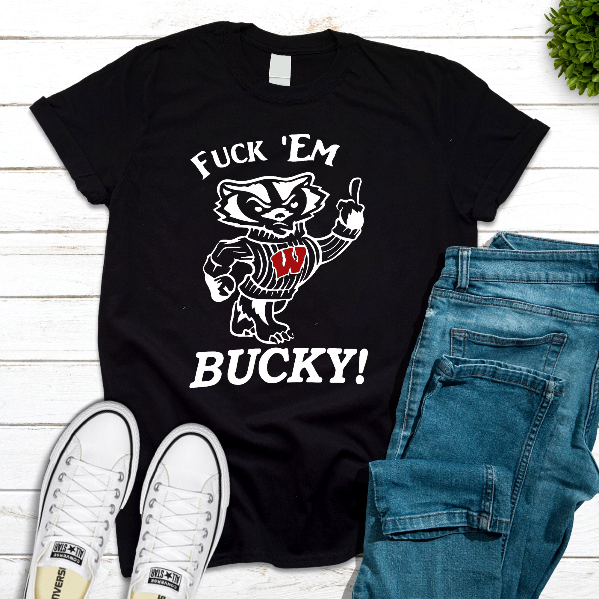 Fuck Em Up Bucky White Illustration Unisex T-Shirt Fuck Em Up Bucky White Illustration Unisex T-Shirt