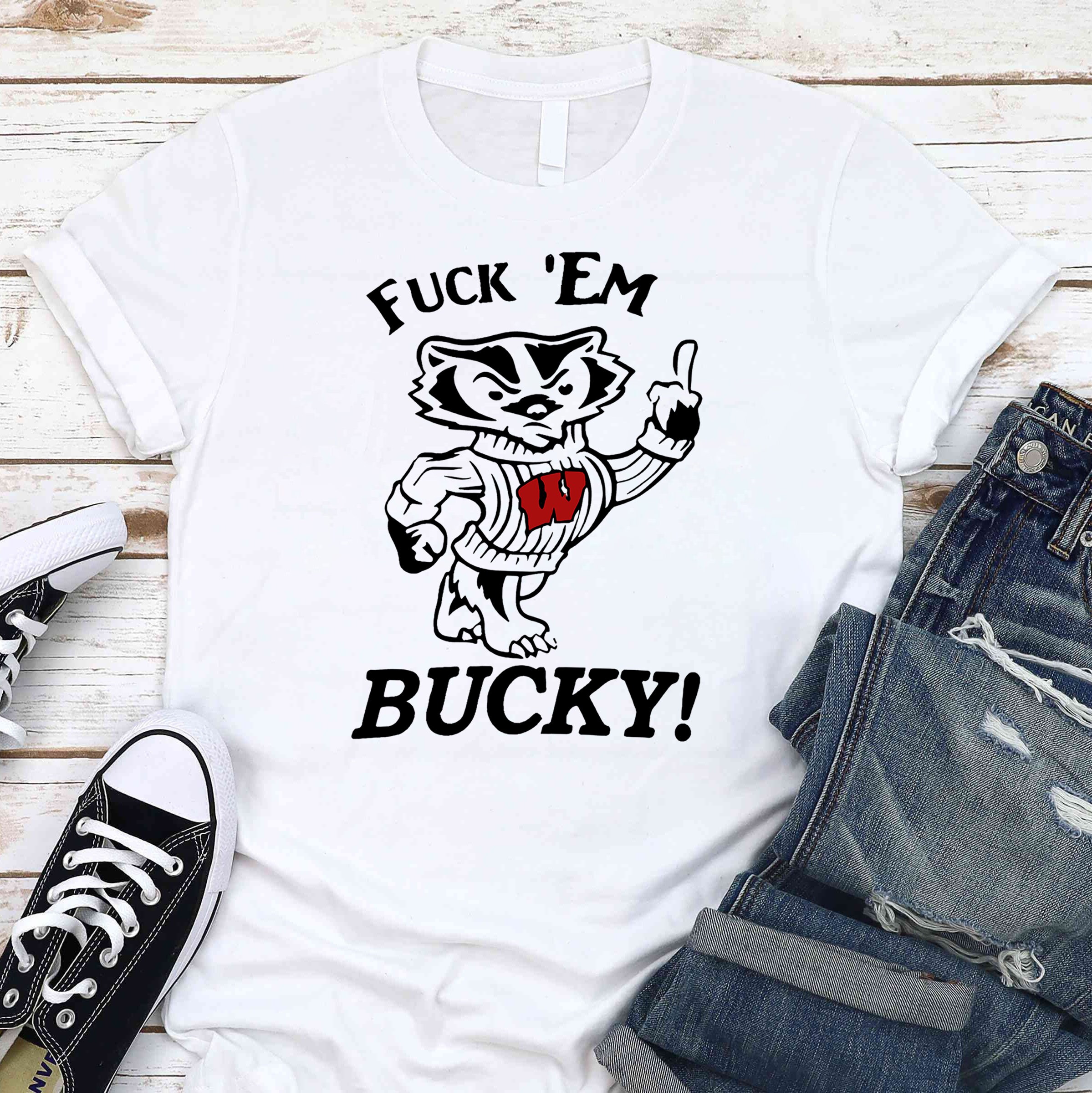 Fuck Em Up Bucky White Illustration Unisex T-Shirt Fuck Em Up Bucky White Illustration Unisex T-Shirt