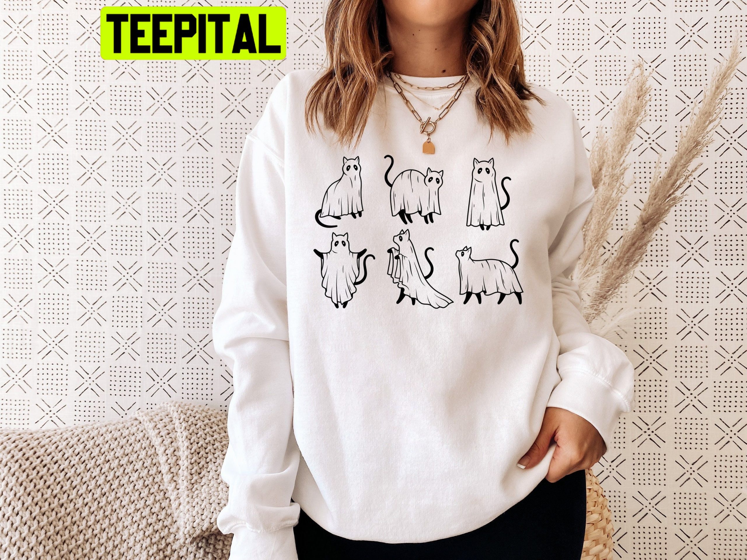 Ghost Cat Halloween Unisex Sweatshirt Ghost Cat Halloween Unisex Sweatshirt