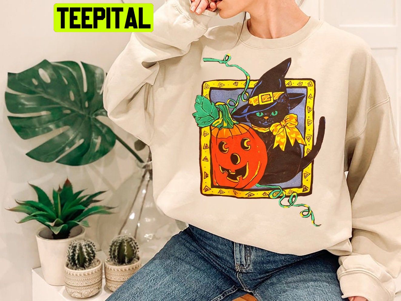 Halloween Black Cat Pumpkin Unisex Sweatshirt Halloween Black Cat Pumpkin Unisex Sweatshirt