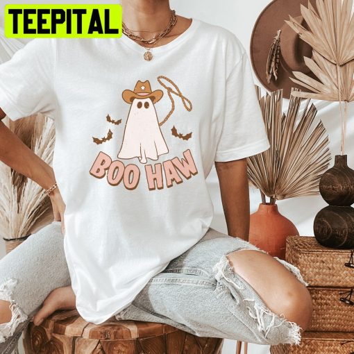 Halloween Cowgirl Ghost Boo Haw Trending Unisex Shirt
