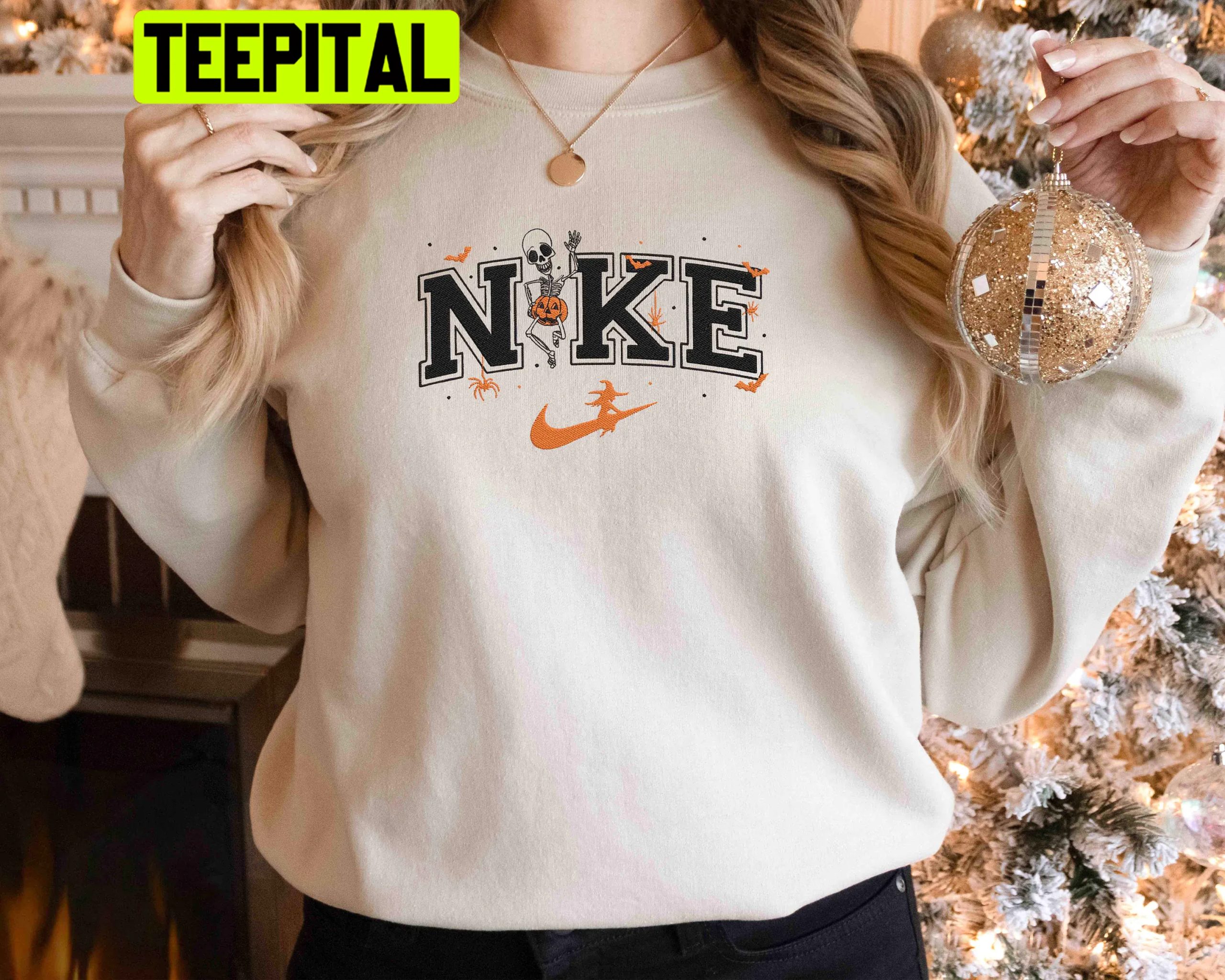 Halloween Skeleton Pumpkin Witch Nike Logo Trending Unisex Sweatshirt Halloween Skeleton Pumpkin Witch Nike Logo Trending Unisex Sweatshirt