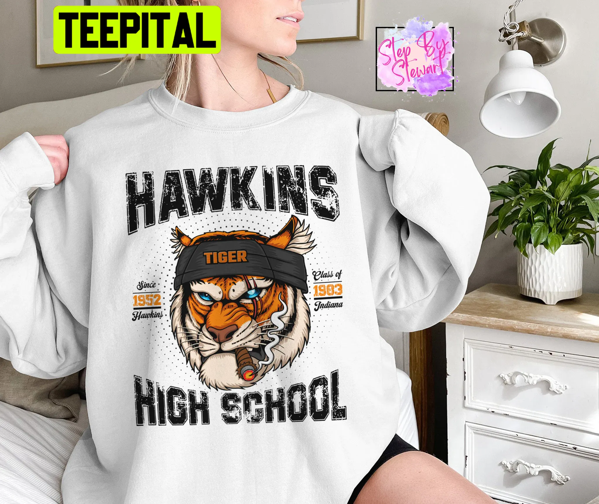 Hwakins High School Sweatshirt Hawkins 1983 Tiger Unisex Sweatshirt Hwakins High School Sweatshirt Hawkins 1983 Tiger Unisex Sweatshirt