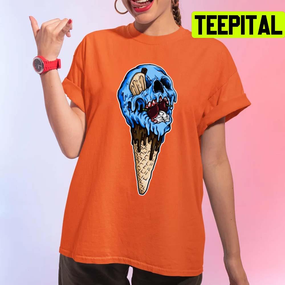 Ice Cream Zombie Skull Halloween Spooky Night Unisex T-Shirt Ice Cream Zombie Skull Halloween Spooky Night Unisex T-Shirt