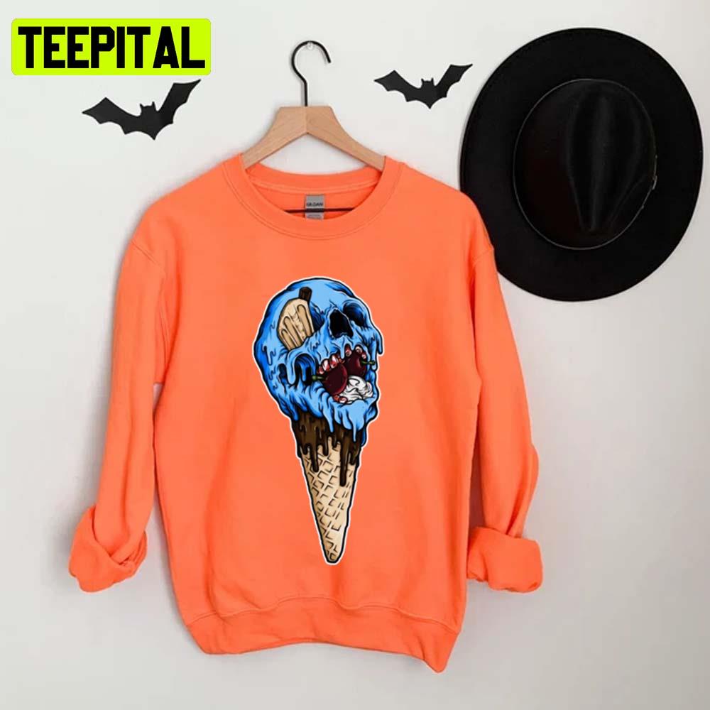 Ice Cream Zombie Skull Halloween Spooky Night Unisex T-Shirt Ice Cream Zombie Skull Halloween Spooky Night Unisex T-Shirt