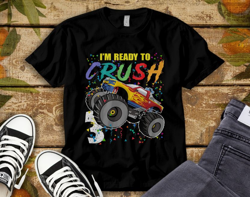 Im Ready to Crush 3 Monster Truck 3rd Birthday Gift Boys T-Shirt Im Ready to Crush 3 Monster Truck 3rd Birthday Gift Boys T-Shirt
