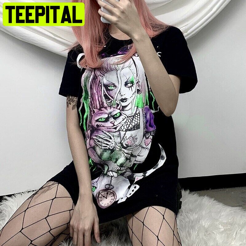 Kawai Gothic Dark Grunge Goth Egirl Cat Trending Unisex T-Shirt Kawai Gothic Dark Grunge Goth Egirl Cat Trending Unisex T-Shirt