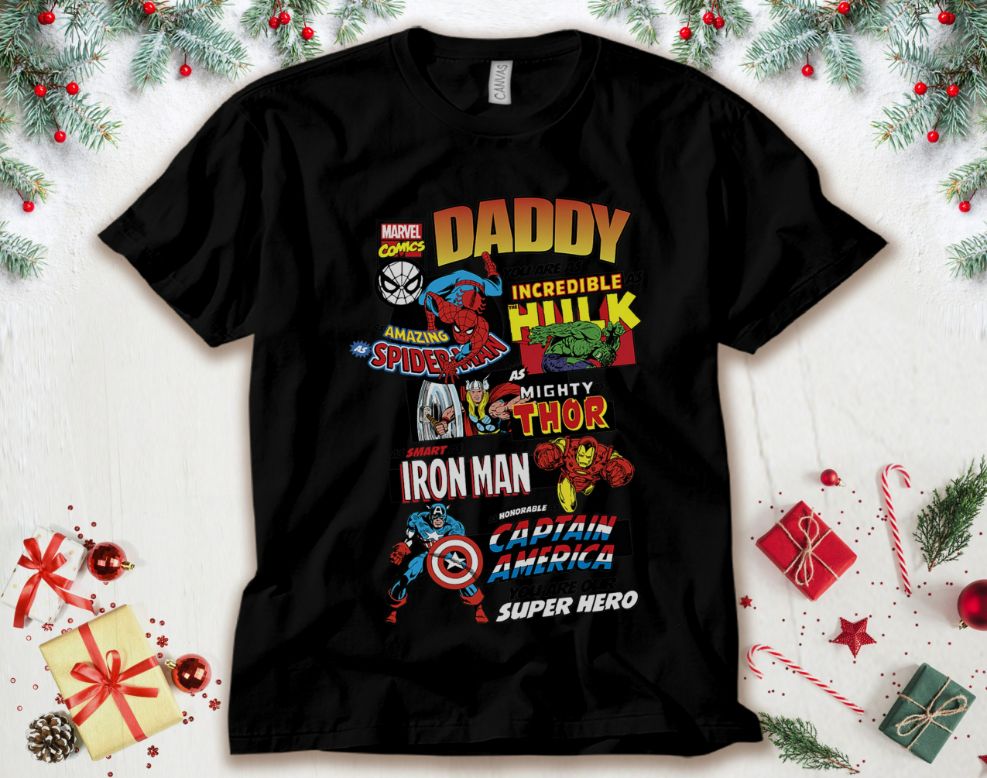 Marvel Avengers Daddy Fathers Gift Retro Comic Graphic Unisex Tee Adult T-Shirt Marvel Avengers Daddy Fathers Gift Retro Comic Graphic Unisex Tee Adult T-Shirt
