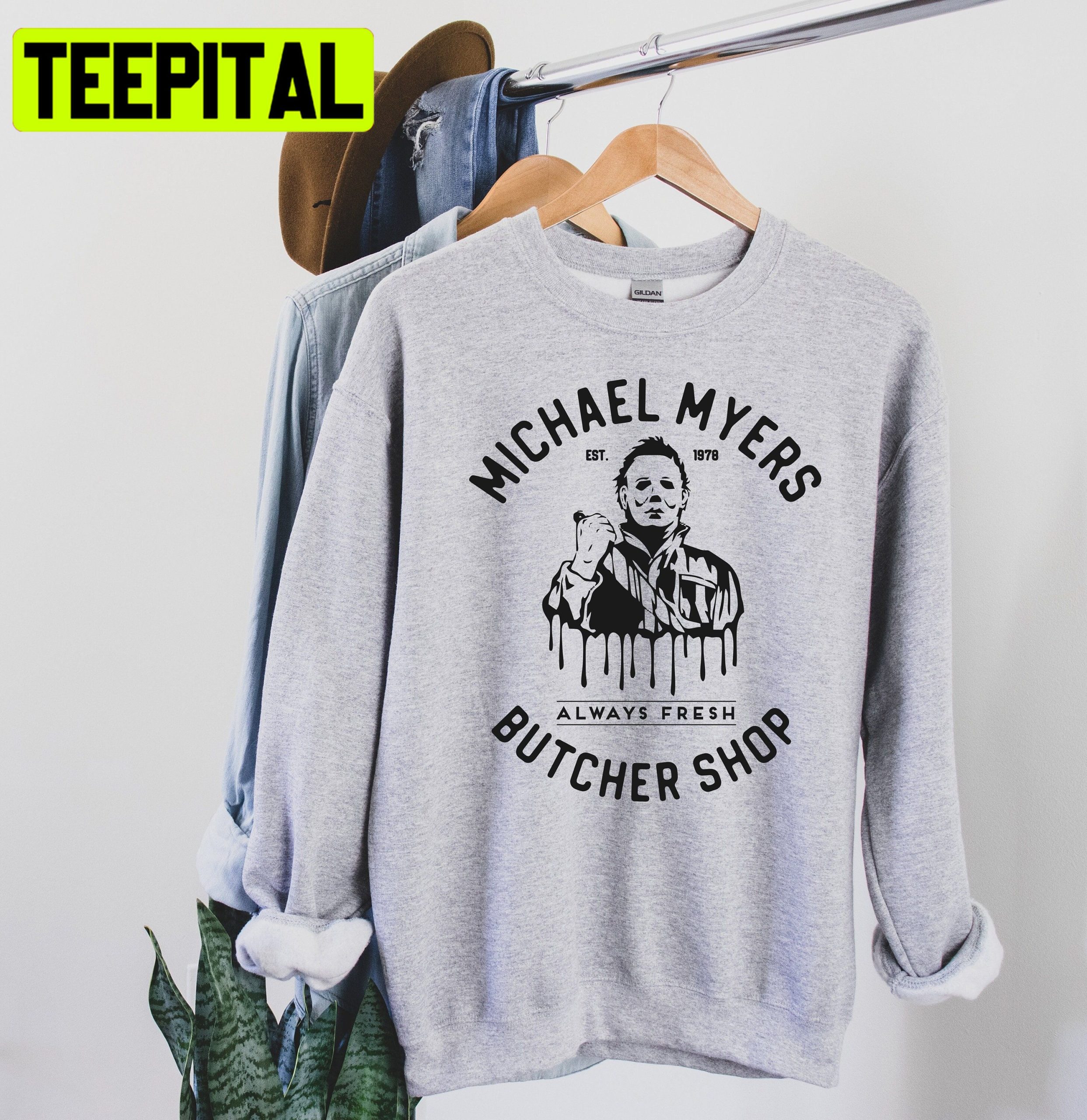 Michael Myers Butcher Shop Halloween Trending Unisex Sweatshirt Michael Myers Butcher Shop Halloween Trending Unisex Sweatshirt