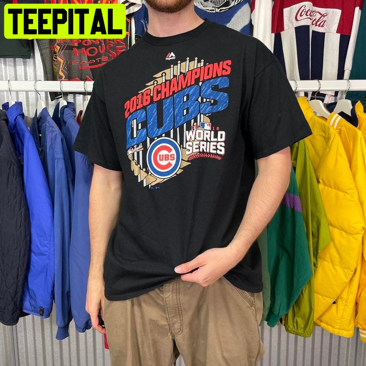 Mlb Cubs Majestic Baseball 2016 Large Graphic Trending Unisex T-Shirt Mlb Cubs Majestic Baseball 2016 Large Graphic Trending Unisex T-Shirt