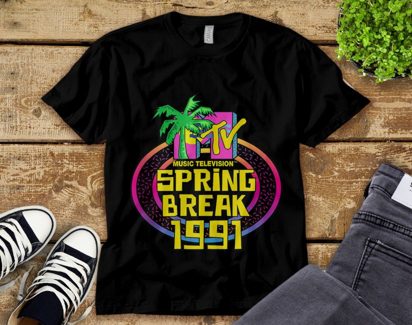 MTV Spring Break 1991 Classic Logo Graphic Unisex Tee Adult T-Shirt MTV Spring Break 1991 Classic Logo Graphic Unisex Tee Adult T-Shirt