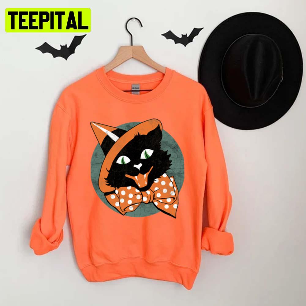 Orange Hat Black Cat Halloween Spooky Night Unisex T-Shirt Orange Hat Black Cat Halloween Spooky Night Unisex T-Shirt