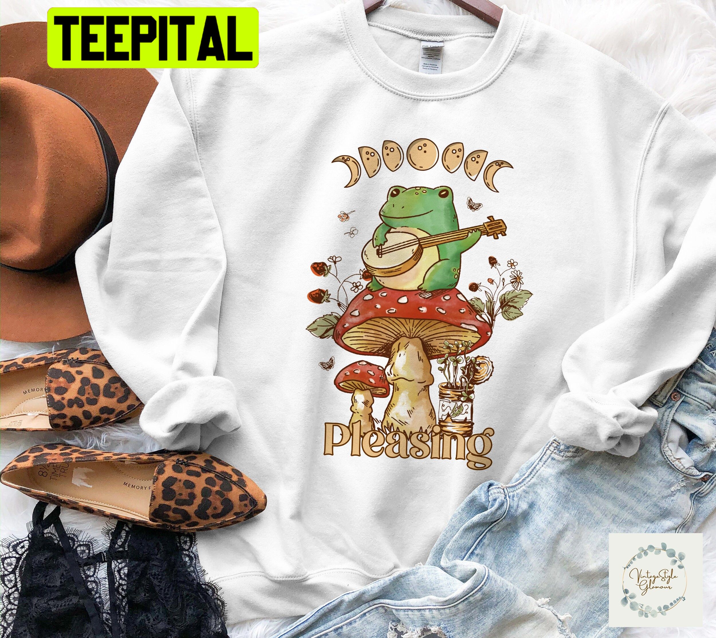 Pleasing Frog Shroom Bloom Mushroom Unisex Sweatshirt Pleasing Frog Shroom Bloom Mushroom Unisex Sweatshirt