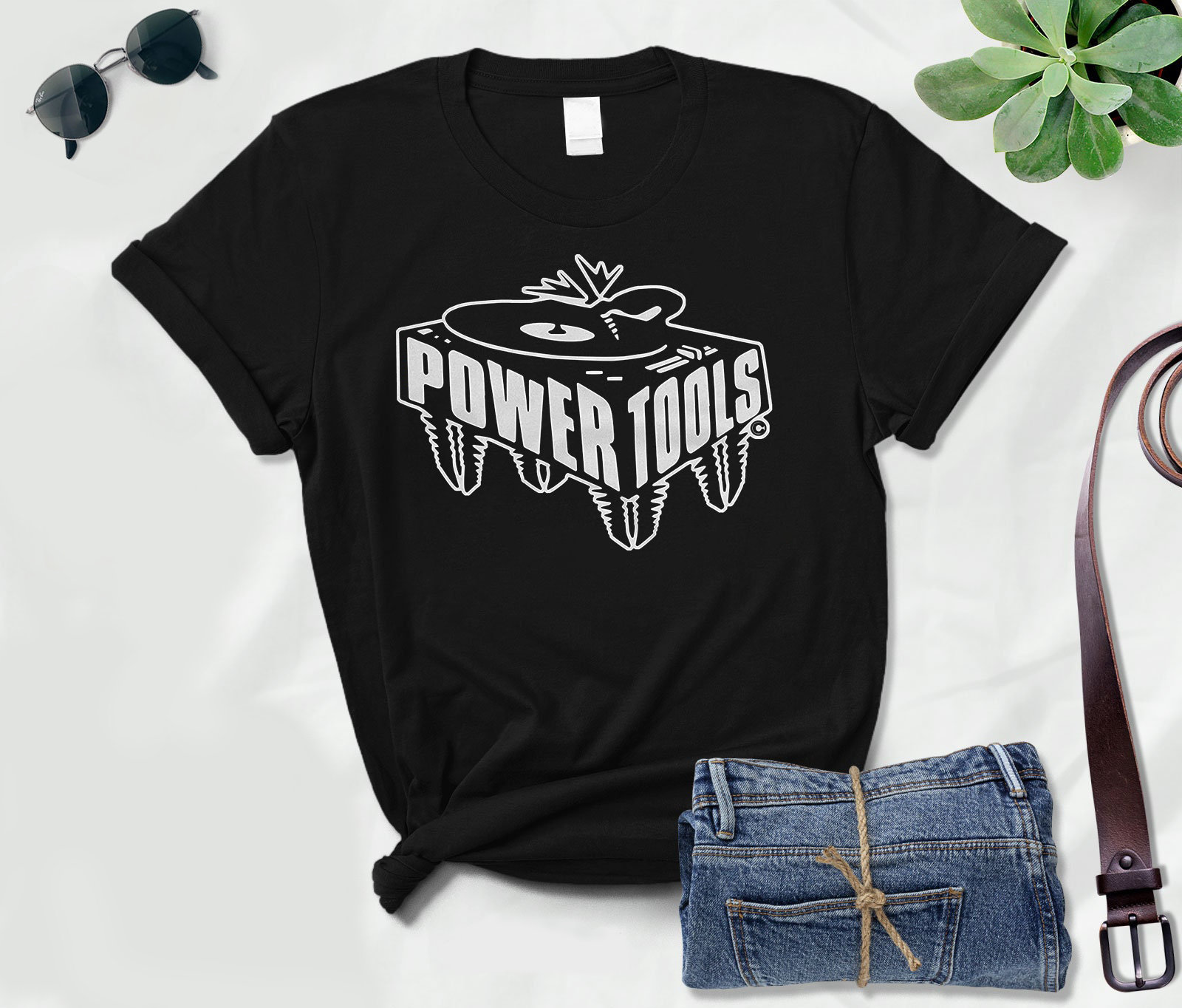 Power Tools Mixshow Electronic Dance House Music 90's Unisex T-Shirt Power Tools Mixshow Electronic Dance House Music 90's Unisex T-Shirt
