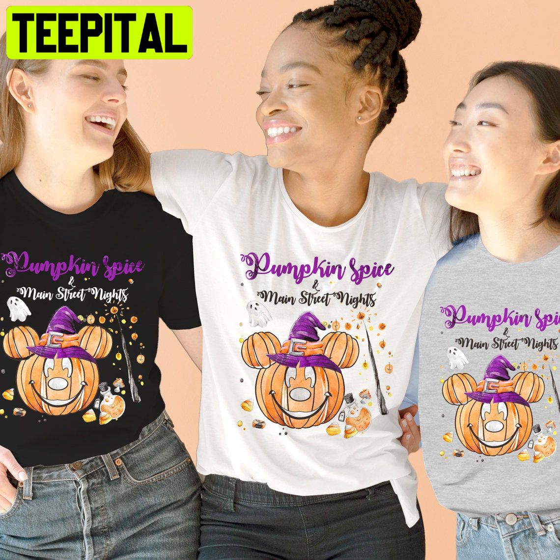 Pumpkin Spice And Main Street Nights Mickey Halloween Unisex T-Shirt Pumpkin Spice And Main Street Nights Mickey Halloween Unisex T-Shirt