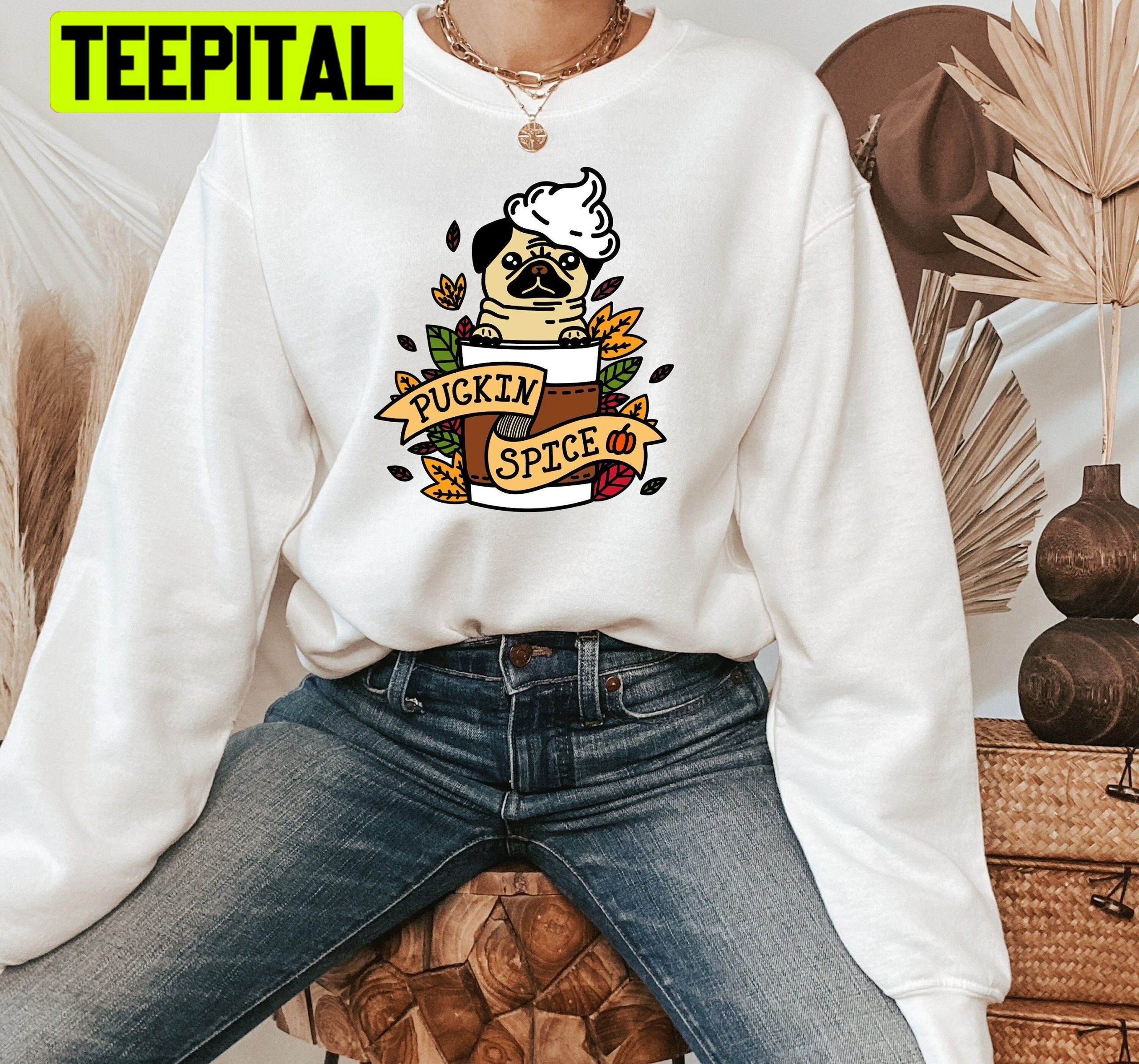 Pumpkin Spice Pug Halloween Trending Unisex Sweatshirt Pumpkin Spice Pug Halloween Trending Unisex Sweatshirt