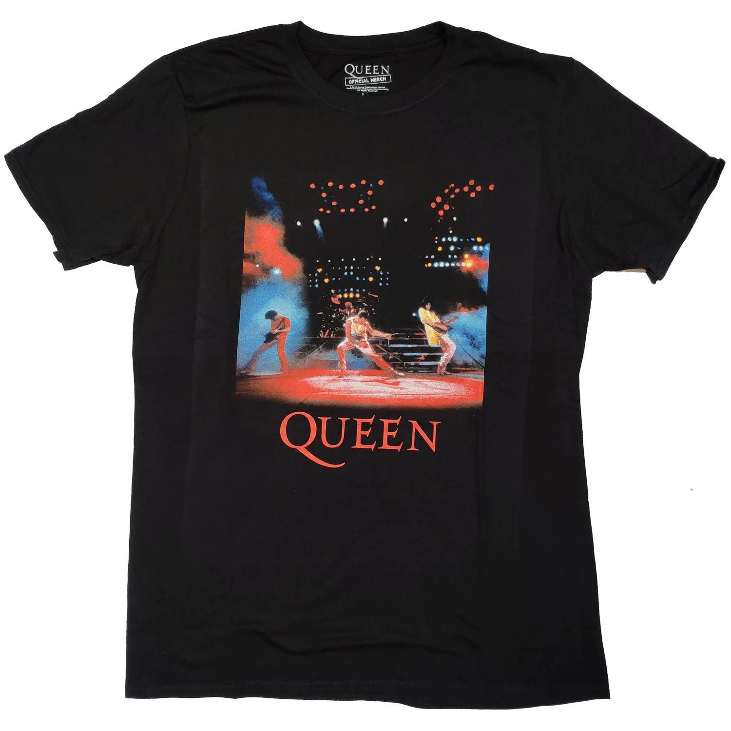 Queen Black On Stage Photo 80s 100 Official T-Shirt Queen Black On Stage Photo 80s 100 Official T-Shirt