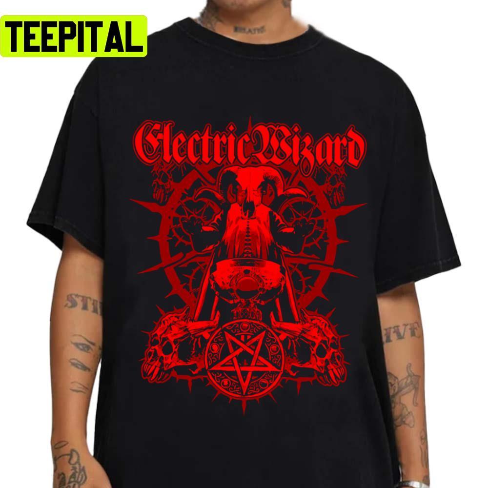 Red Let Us Prey Electric Wizard Unisex T-Shirt Red Let Us Prey Electric Wizard Unisex T-Shirt