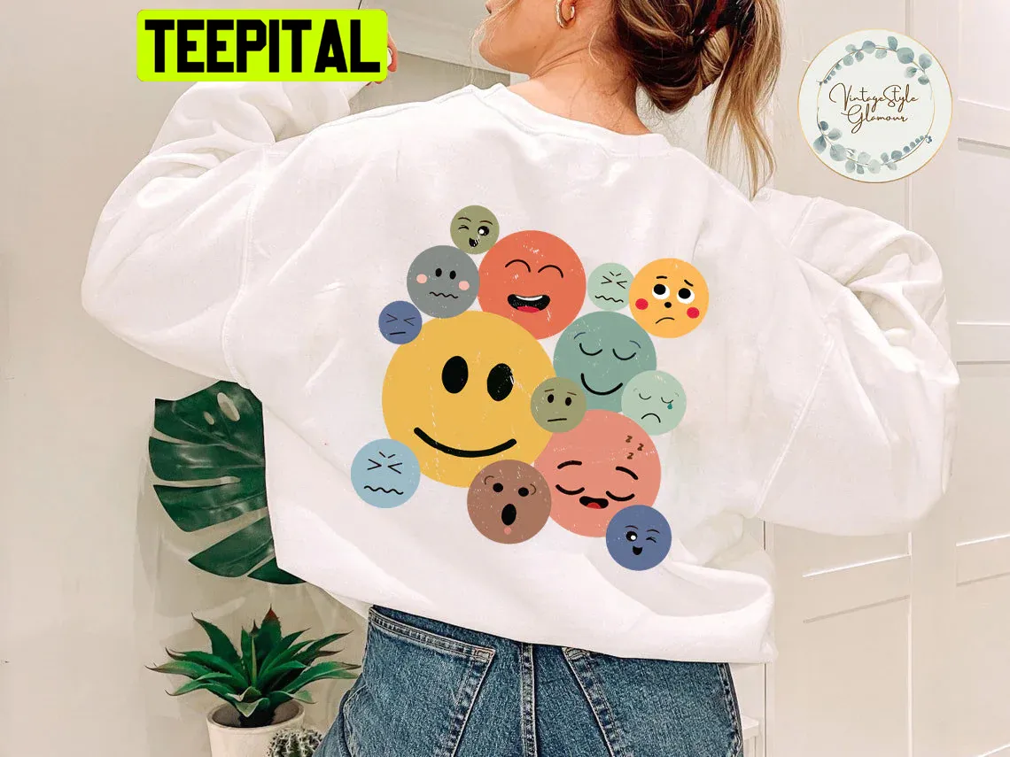 Retro Smiley Faces Emotion Unisex Sweatshirt Retro Smiley Faces Emotion Unisex Sweatshirt