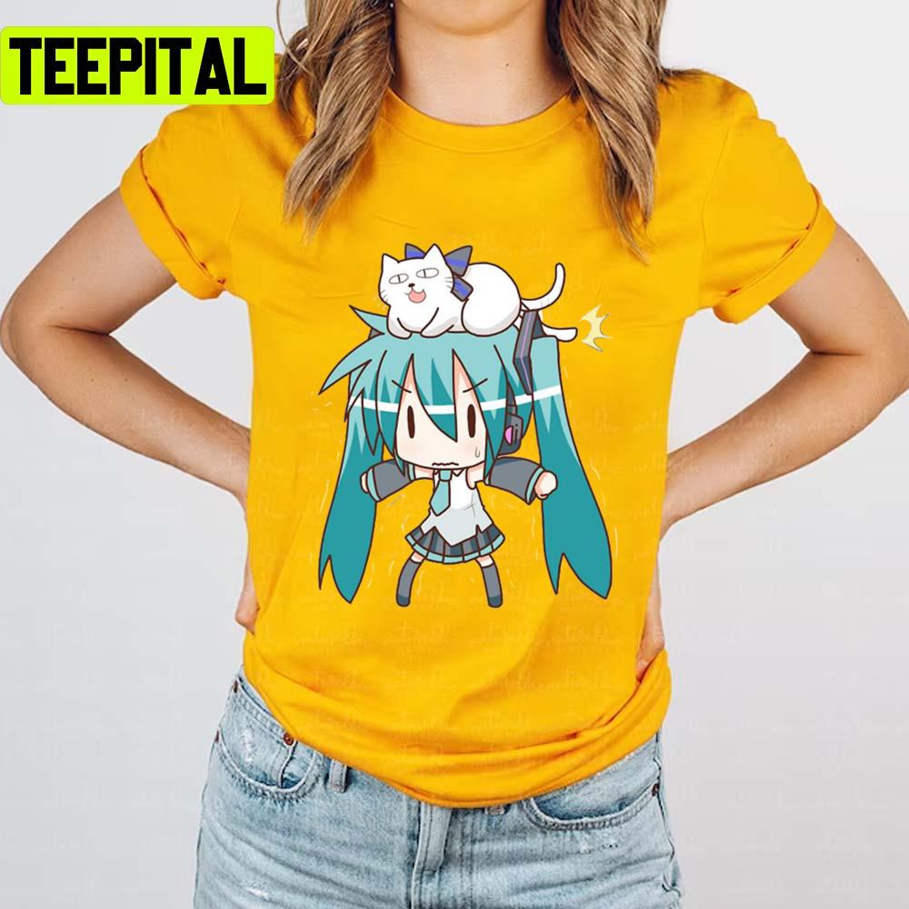 Scared By A Cat Hatsune Miku Unisex T-Shirt Scared By A Cat Hatsune Miku Unisex T-Shirt