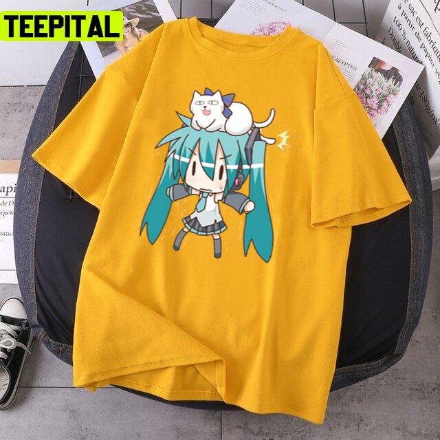 Scared By A Cat Hatsune Miku Unisex T-Shirt Scared By A Cat Hatsune Miku Unisex T-Shirt