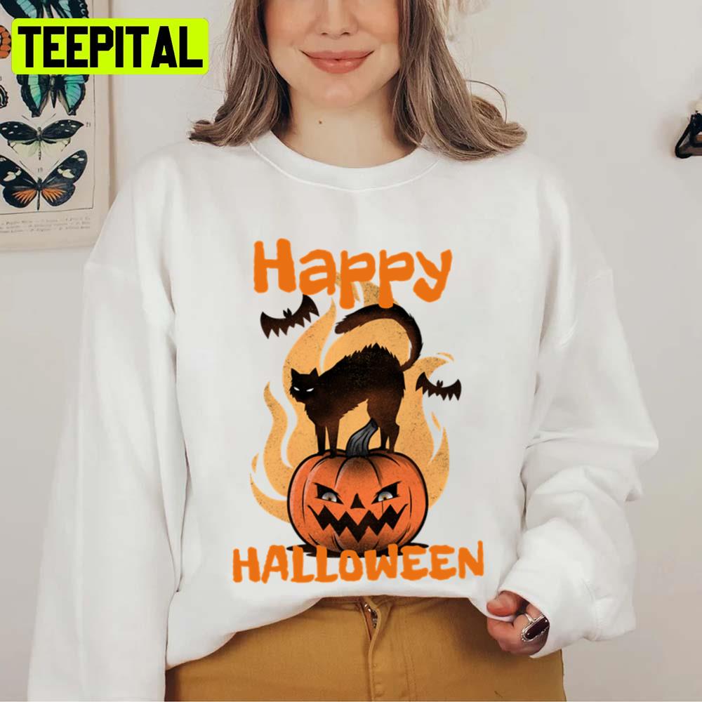 Scary Black Cat Halloween Spooky Night Unisex Sweatshirt Scary Black Cat Halloween Spooky Night Unisex Sweatshirt