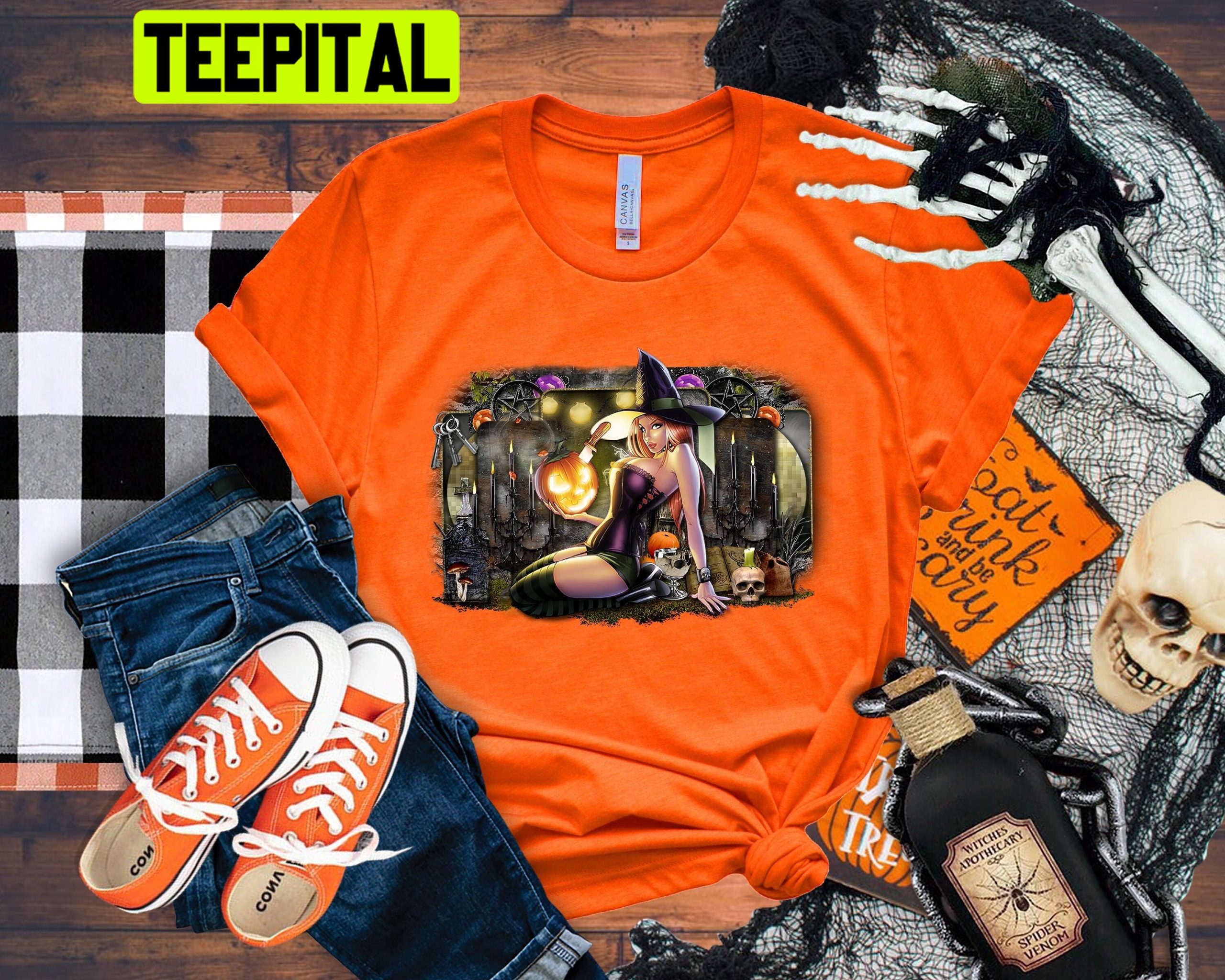 Sexy Witch Halloween And Pumpkin Unisex T-Shirt Sexy Witch Halloween And Pumpkin Unisex T-Shirt
