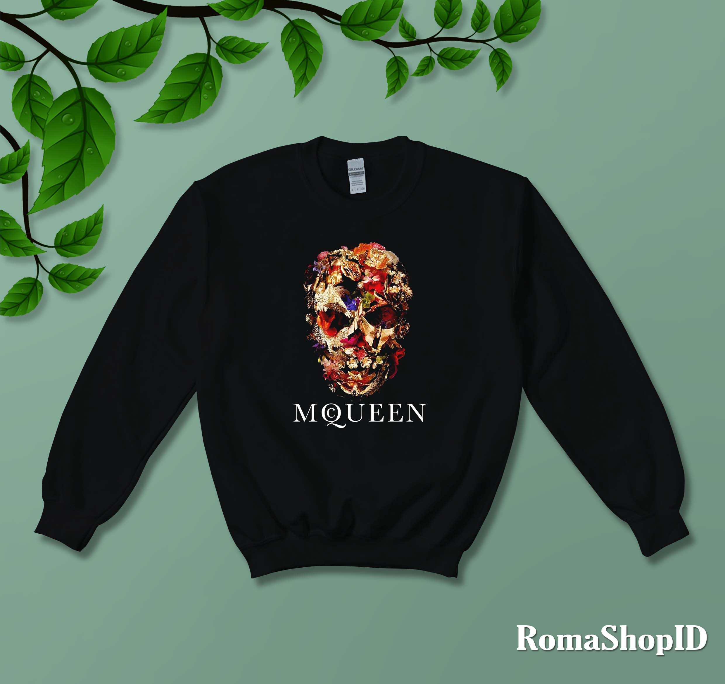 Skeleton Skull Flower Mcqueen Vintage Unisex Sweatshirt Skeleton Skull Flower Mcqueen Vintage Unisex Sweatshirt