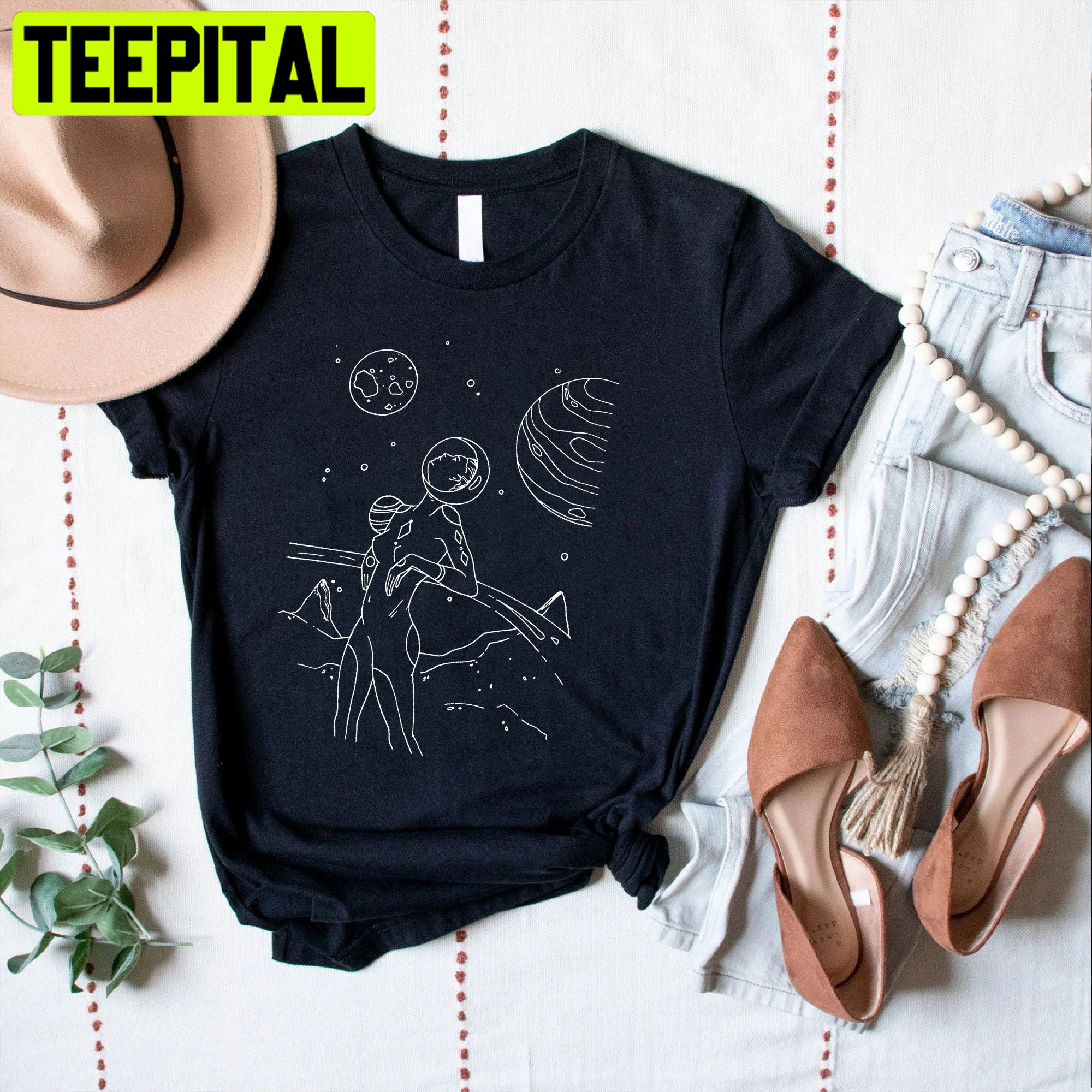 Space Girl Cute Drawing Unisex Shirt Space Girl Cute Drawing Unisex Shirt