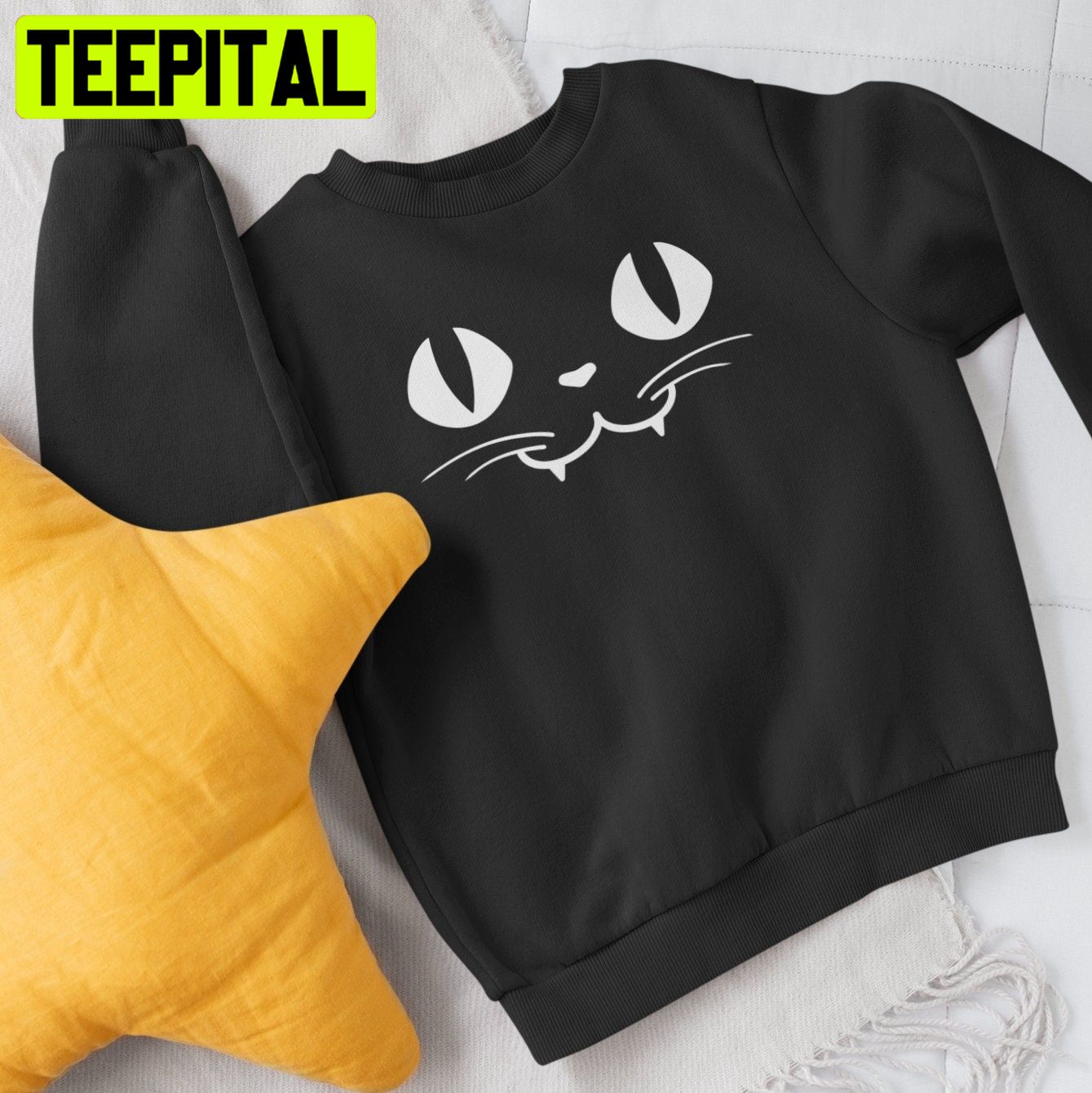 Spooky Cat Face Jumper Halloween Unisex Sweatshirt Spooky Cat Face Jumper Halloween Unisex Sweatshirt