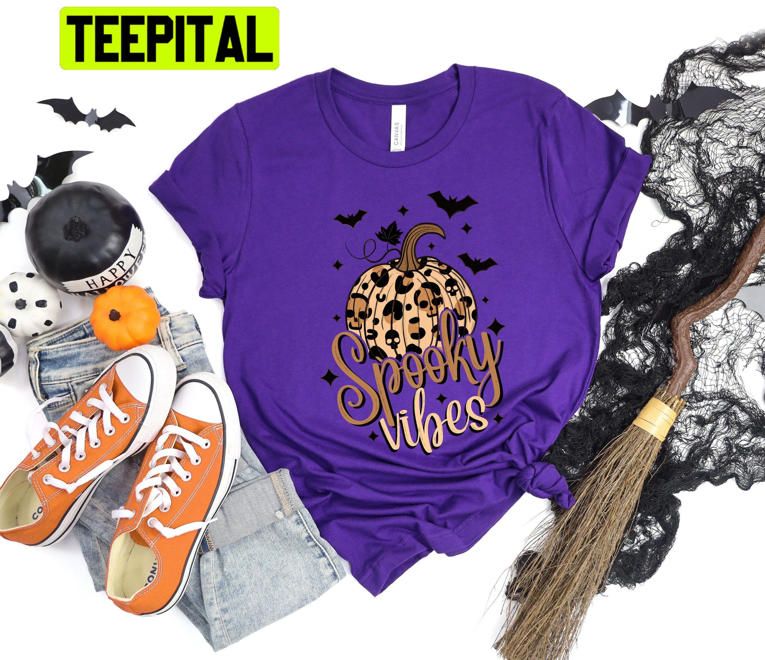 Spooky Vibes Halloween Leopard Trending Unisex Shirt Spooky Vibes Halloween Leopard Trending Unisex Shirt