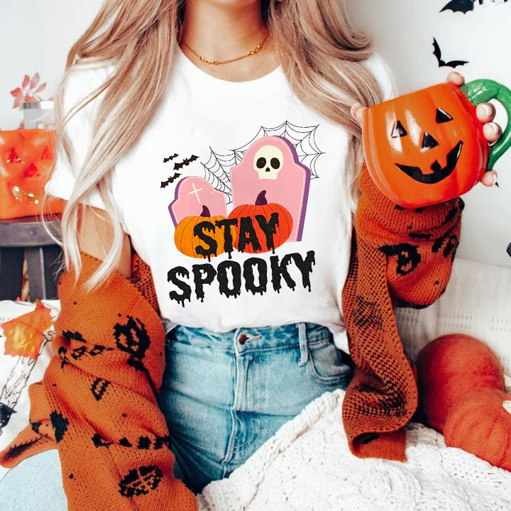Stay Spooky Cute Halloween Fall Retro Ghost Witchy Unisex T-Shirt Stay Spooky Cute Halloween Fall Retro Ghost Witchy Unisex T-Shirt
