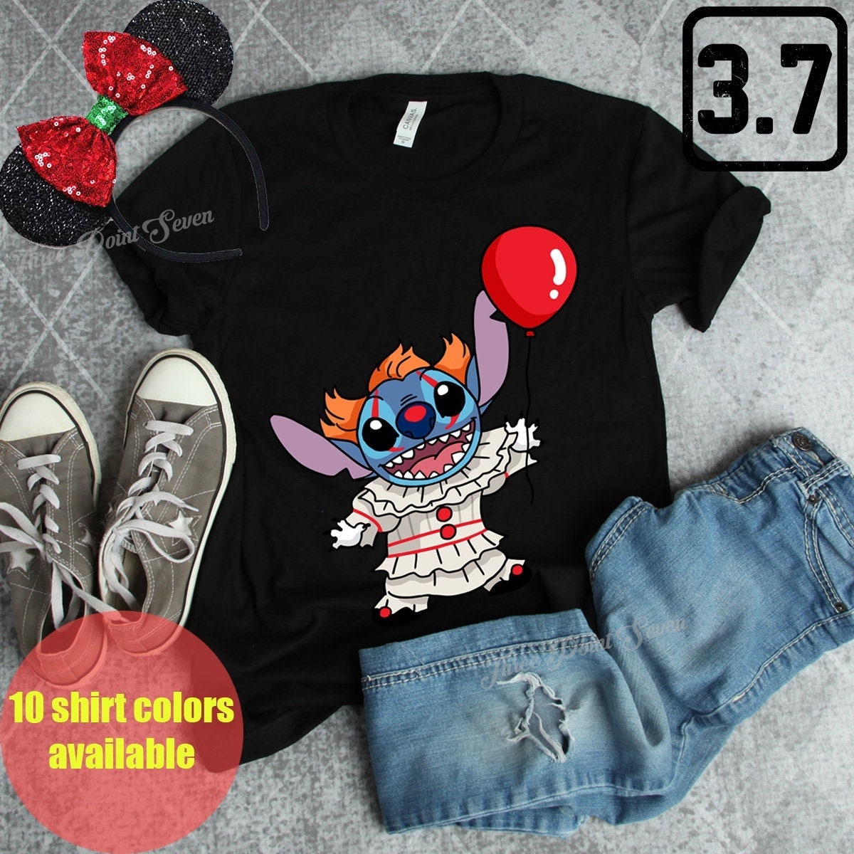 Stitch Pennywise Stitch Balloon Disney Halloween Unisex T-Shirt Stitch Pennywise Stitch Balloon Disney Halloween Unisex T-Shirt