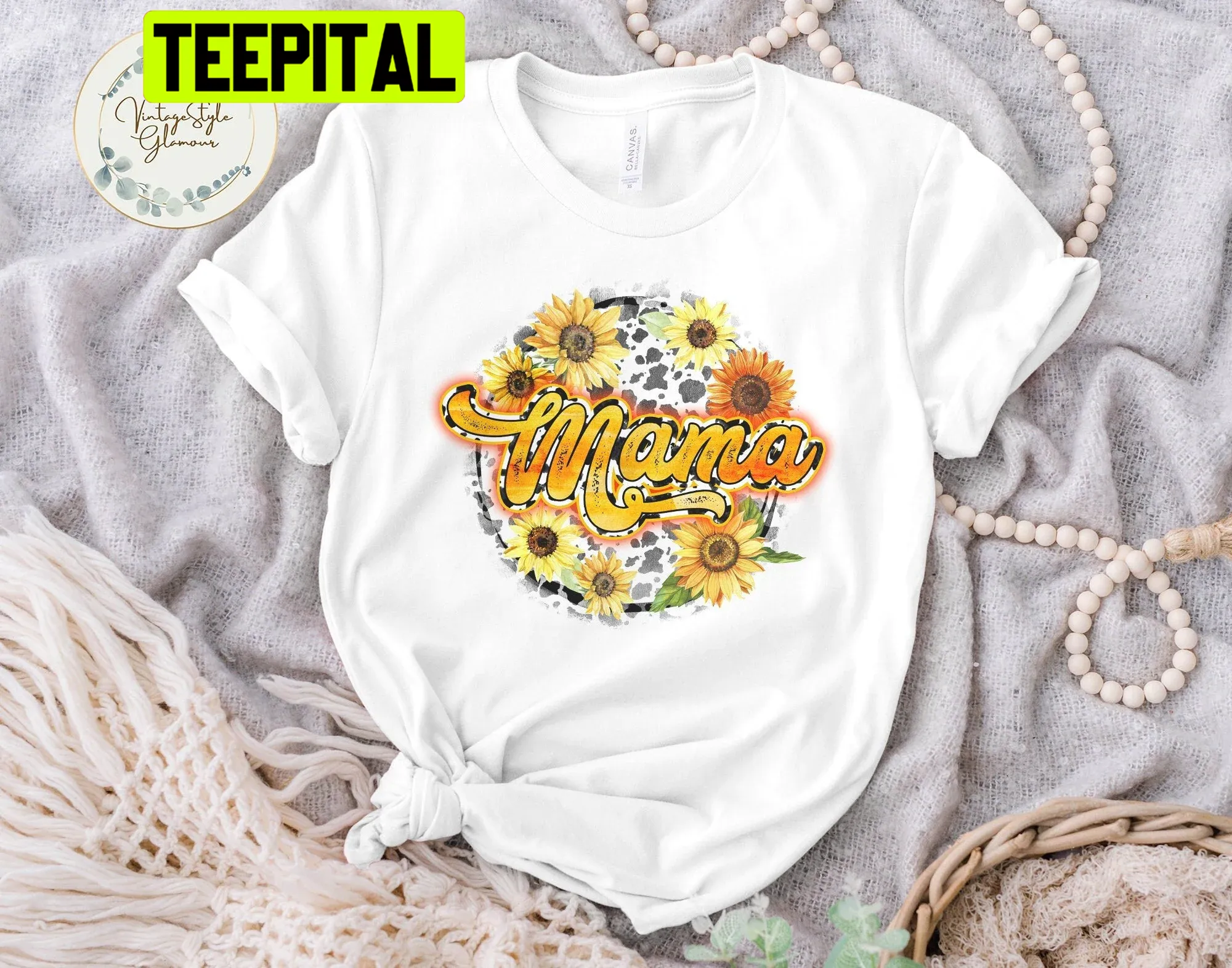 Sunflower Mama Cow Retro Unisex T-Shirt Sunflower Mama Cow Retro Unisex T-Shirt